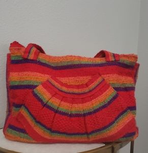 Red boho hippie shoulder/beach/tote bag